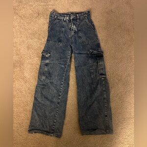 SHEIN Women's High Rise Cargo Jeans - Dark Blue